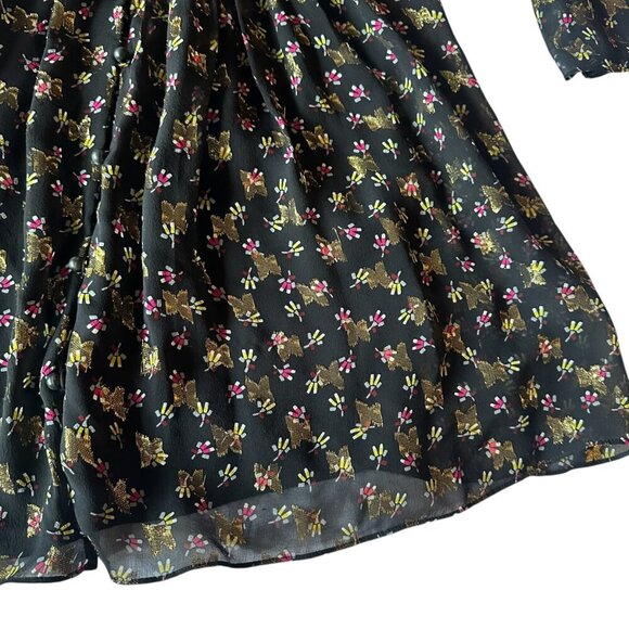 Diane Von Furstenburg DVF Kourtni Silk Blend Dress Metallic Button-Down Size 0 - Picture 8 of 15